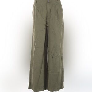 NWT 🫒 Madewell Harlow Wide-Leg Pants, Full Length, Linen Blend, Olive Green, 12